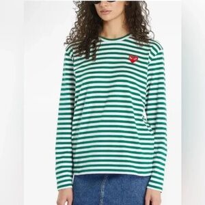 Comme des Garçons PLAY Green Stripe Shirt Size M